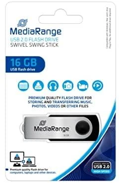 STICK 16GB MEDIARANGE MR910 Juodas - Sidabrinė