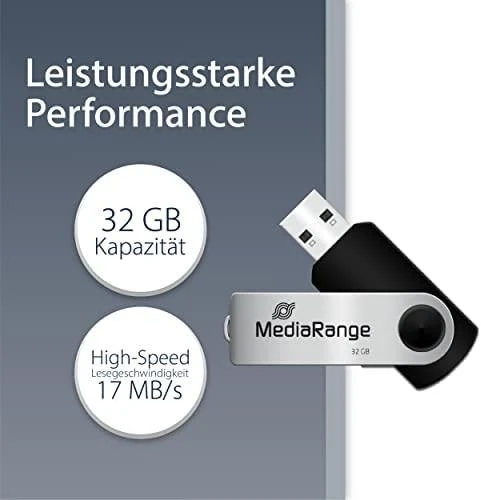 STICK 32GB MEDIARANGE MR911 Juodas - Sidabrinė