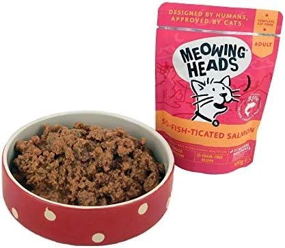 MEOWING HEADS So-žuvis-Ticated lašiša konservai katėms (lašiša/vištiena/jautiena) 100g 10vnt