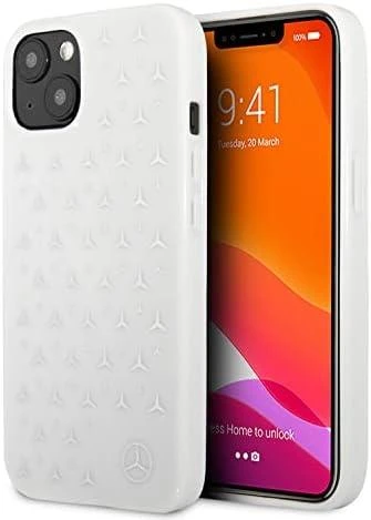 Mercedes MEHCP13LESPWH Apple iPhone 13 Pro/ 13 6,1″ baltos spalvos kietas dėklas Sidabrinis Stars Pattern