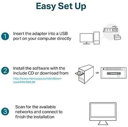 TP-Link „Mercusys“ | Belaidis mini USB adapteris | MW300UM