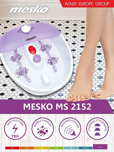 Masažinė kojų vonelė Mesko MS 2152, Baltos/Violetinės spalvos