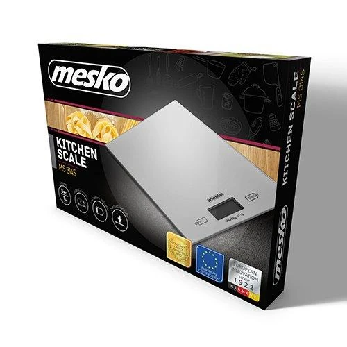 Virtuvinės svarstyklės Mesko | Virtuvės svarstyklės | MS 3145 | Maksimalus svoris (talpa) 5kg | Graduacija 1 g | Ekrano tipo LCD | Sidabrinis