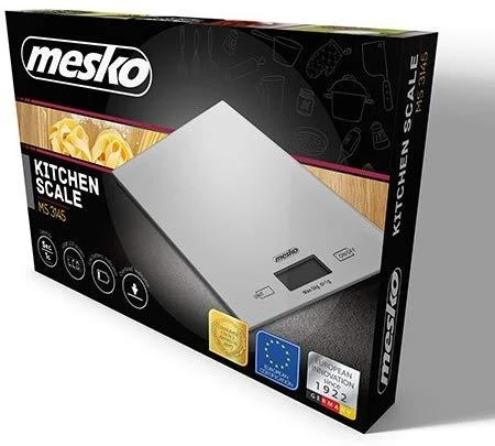 Virtuvinės svarstyklės Mesko | Virtuvės svarstyklės | MS 3145 | Maksimalus svoris (talpa) 5kg | Graduacija 1 g | Ekrano tipo LCD | Sidabrinis