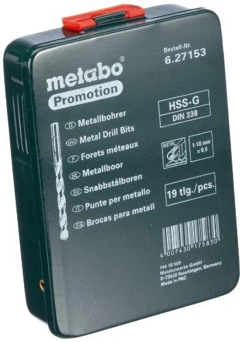 Grąžtas Grąžtų rinkinys metalui Ø1-10mm HSS-G, 19 vnt., Metabo