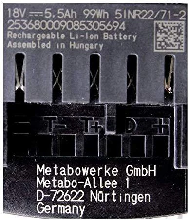 18V akumuliatorių rinkinys 2x 5.5Ah LiHD kroviklis, Metabo