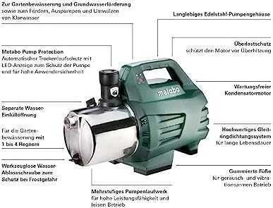 METABO GARDEN SIURBLYS 6000 l / h 5,5 bar P 6000 INOX