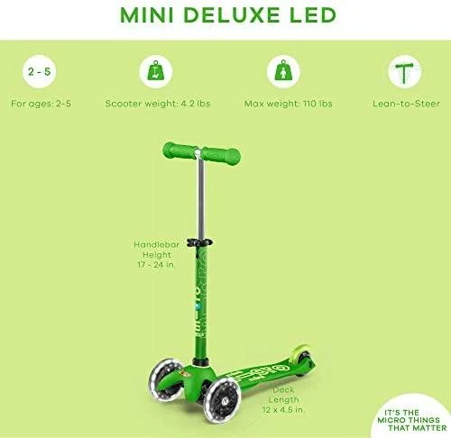 Šveicarija Paspirtukas Mini Micro Deluxe žalias LED