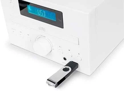 Muzikinis centras Thomson Micro garso sistema BT, radijas FM/CD/MP3/USB, medžio apdaila, balta.