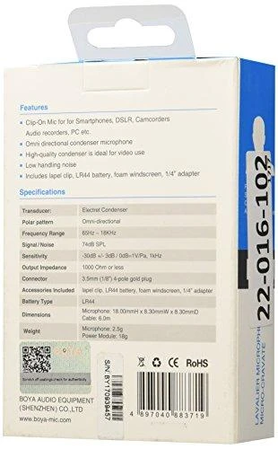 Mikrofonas BOYA 65-18000 HZ, 6.3 mm stereo adapteris, juodas / BY-M1 / BOYA10003