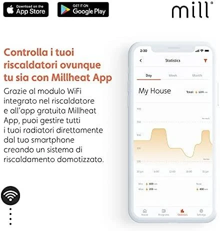 Tepalinis šildytuvas Mill Gentle Air OIL1500WIFI3 GEN3, 1500 W, iki 25 m², Baltas
