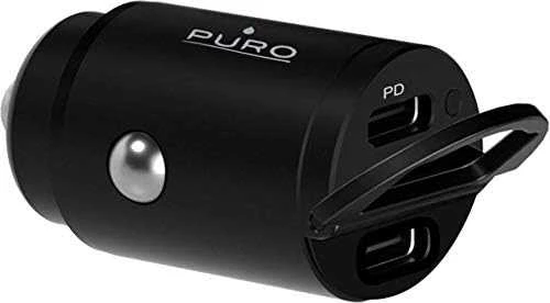 MINI automobilinis kroviklis PURO 2 X USB-C, PD, 30W, juodas / FCMCHUSBCC30WBLK