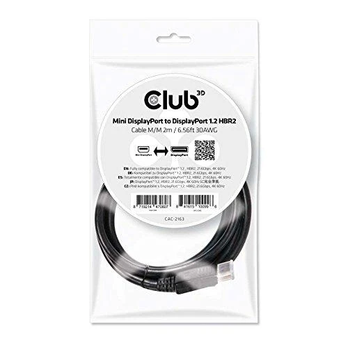 CLUB 3D CAC-2163 Mini DisplayPort į DisplayPort 1,2 M/M 2 m 4K60Hz