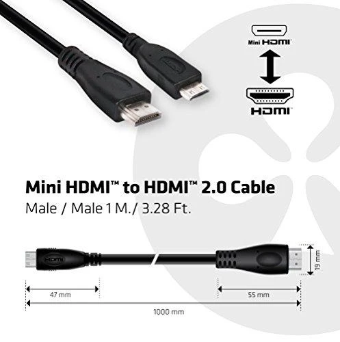 Club 3D Club3D CAC-1350 Mini HDMI į HDMI 2.0 4K 60Hz mini HDMI kištukas HDMI kištukas 1,0 m juodas