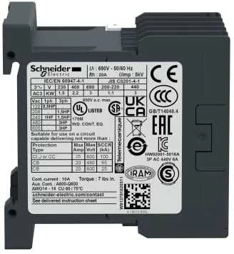 Schneider Electric Schneider maitinimo kontaktorius 3P 6A 24V AC 1NO 0R - LC1K0610B7