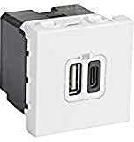 Legrand „Mosaic“ USB įkroviklis A+C tipo, 3.0A, 15W, 2M, baltas