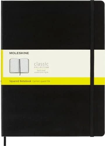 Užrašų knygutė Moleskine Classic 19x25cm, langeliais, kietu viršeliu, juodos spalvos