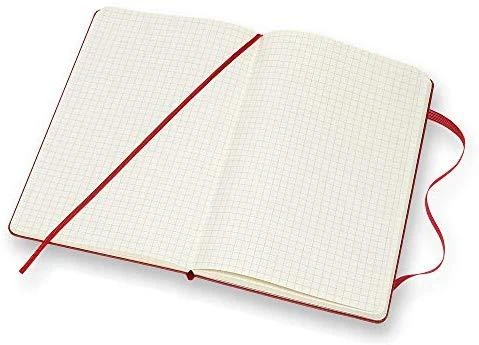 Užrašų knygutė Moleskine Classic 13x21cm, langeliais, kietu viršeliu, raudonos spalvos