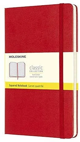 Užrašų knygutė Moleskine Classic 13x21cm, langeliais, kietu viršeliu, raudonos spalvos