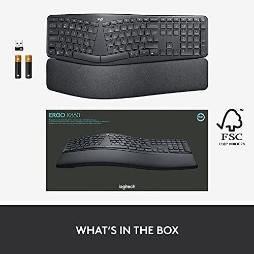 Logitech ERGO K860 belaidė klaviatūra, grafito spalvos, JAV tarptautinis išdėstymas (Qwerty)