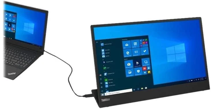 Monitorius Lenovo ThinkVision M15 15,6 colio, IPS, FHD, 1920 x 1080, 16:9, Įjungta: 6 ms Išjungta: 14 ms, 250 cd/m², Juodas, 1 x USB Type-C, 60 Hz