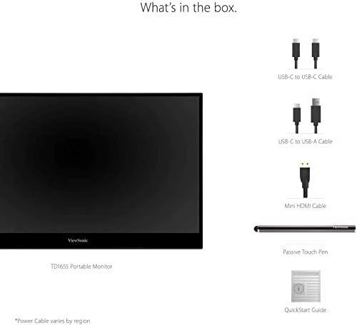 Monitorius ViewSonic TD1655 - 15.6" | IPS | FHD | 6 ms | 60 Hz | Jutiklinis ekranas, Portable
