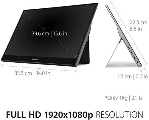 Monitorius ViewSonic TD1655 - 15.6" | IPS | FHD | 6 ms | 60 Hz | Jutiklinis ekranas, Portable