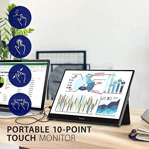 Monitorius ViewSonic TD1655 - 15.6" | IPS | FHD | 6 ms | 60 Hz | Jutiklinis ekranas, Portable