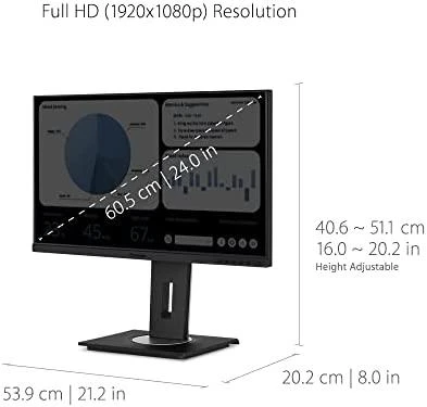 ViewSonic VG2448a-2 24 colių „Full HD Monitorius SuperClear® IPS LED“ su berėme krašteliu trijose pusėse su VGA, HDMI, „DipsplayPort“, 4 USB jungtimis, garsiakalbiais ir visiškai ergonomišku stovu, dideliu pakreipimo kampu, dviejų krypčių pasukimu, plonam klientui montuojamu dizainu.