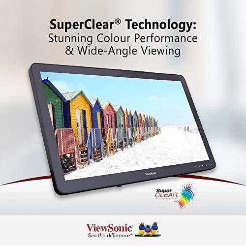 Monitorius ViewSonic 24" 16:9 (23,6") 1920 x 1080, SuperClear® VA, 10 taškų, PCAP su 200 nitų (lietimo modulis), VGA, HDMI, DisplayPort, 2 USB, garsiakalbiai, knygų stendo stilius