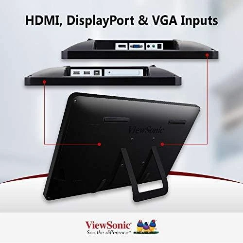 Monitorius ViewSonic 24" 16:9 (23,6") 1920 x 1080, SuperClear® VA, 10 taškų, PCAP su 200 nitų (lietimo modulis), VGA, HDMI, DisplayPort, 2 USB, garsiakalbiai, knygų stendo stilius