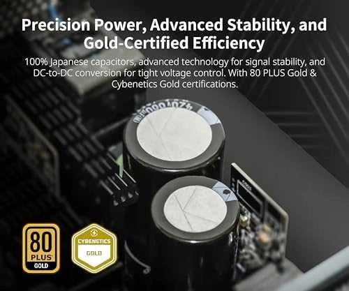 „Montech Titan Gold 1000W“ – „80 PLUS“ ir „Cybenetics Gold“, modulinis, PCIe 5.0 – 1000 vatų