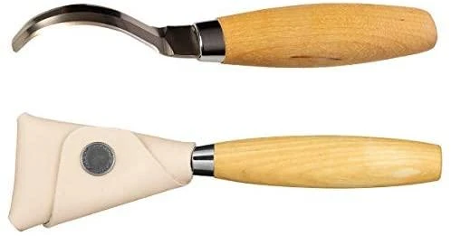 Šaukštų drožinėjimo peilis Morakniv® 163, lenkta geležtė 70x2,5mm. 25mm vidinis skersmuo. Dvigubi ašmenys, beržinė rankena