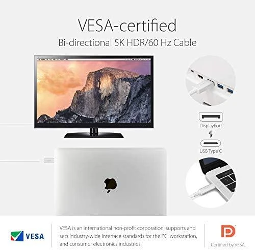 Moshi USB-C į DisplayPort 1,5 m, 5K (baltas) laidas
