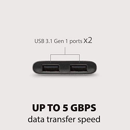 Moshi USB-C dvigubas USB-A adapteris, titano pilkas