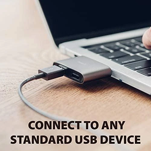 Moshi USB-C dvigubas USB-A adapteris, titano pilkas