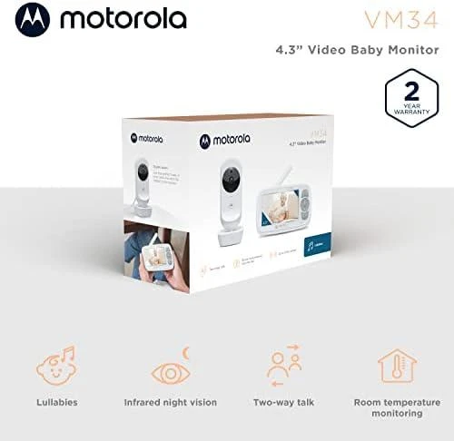 Kūdikio stebėjimo kamera Motorola VM34 4.3", Baltos spalvos