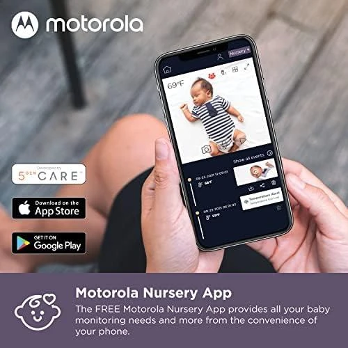 Kūdikio stebėjimo kamera Motorola VM44 4,3" HD, WIFI, Baltos/Pilkos spalvos