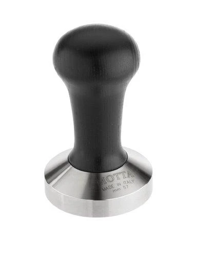 Kavamalė Motta 8170/B tamperė su juoda medine rankena ir nerūdijančio plieno pagrindu, Ø 57 mm