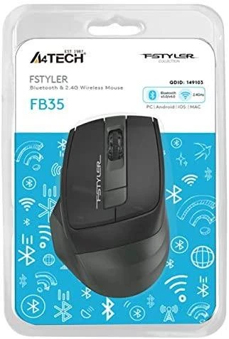 A4Tech FSTYLER FB35 RF 2.4G+BT Midnight Žalias Pelė wireless