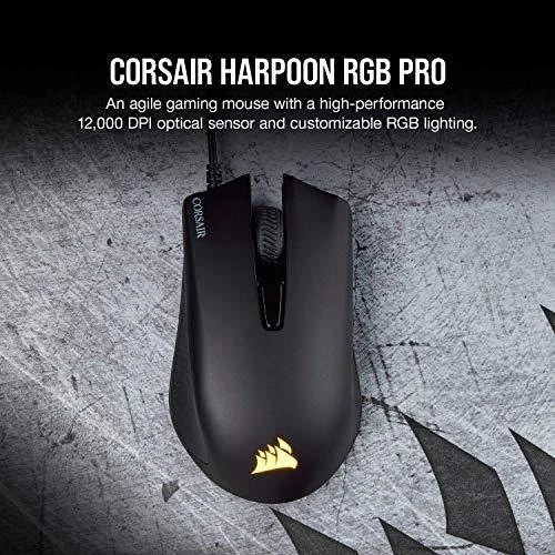 Corsair Harpoon RGB PRO FPS/MOBA Pelė žaidimams, Juodas, 12000 DPI, Optinė
