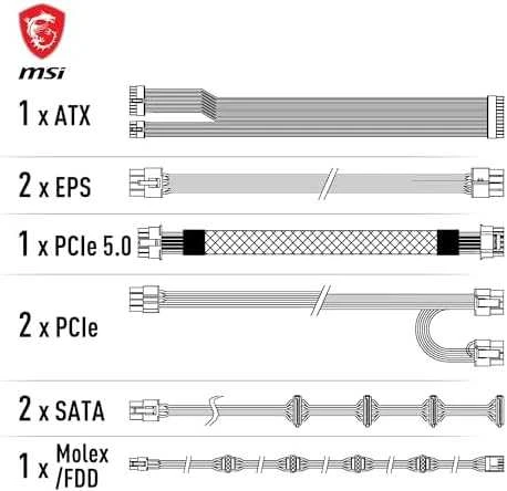 MSI Maitinimo šaltinis MAG A850GL PCIE5 WHITE / 80 PLUS Gold / 850W / Active PFC
