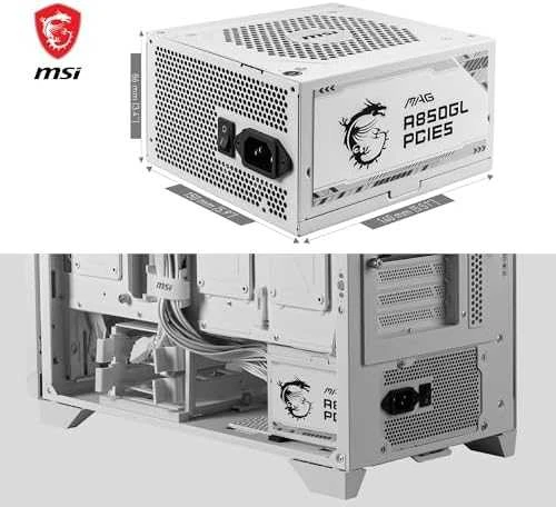 MSI Maitinimo šaltinis MAG A850GL PCIE5 WHITE / 80 PLUS Gold / 850W / Active PFC