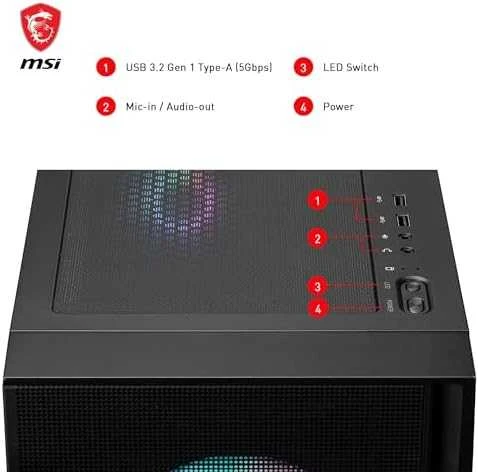 Kompiuterio korpusas MSI MAG FORGE 320R AIRFLOW, Micro Tower, Permatomas