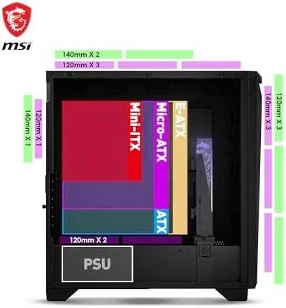 MSI | Kompiuterio korpusas | MPG GUNGNIR 300P AIRFLOW | Šoninis langas | Juodas | Vidutinio dydžio bokštas | ATX
