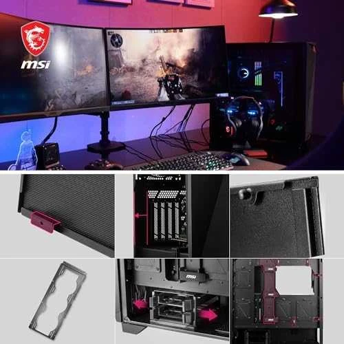 MSI | Kompiuterio korpusas | MPG GUNGNIR 300P AIRFLOW | Šoninis langas | Juodas | Vidutinio dydžio bokštas | ATX
