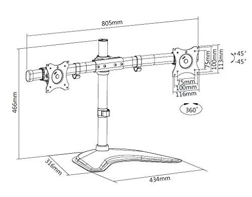 Laikiklis Multibrackets MB DESKSTAND BASIC DUAL Juodas MAX 10KG