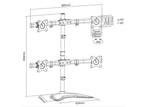 Laikiklis Multibrackets MB DESKSTAND BASIC QUAD Juodas MAX 10KG
