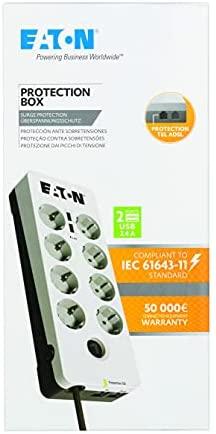 Eaton PB8TUD viršįtampių ribotuvas 8 AC išvestis(ys / čių) 220 - 250 V Juoda, Balta 1,5 m