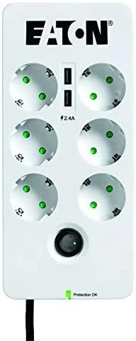 Eaton PB6UD viršįtampių ribotuvas 6 AC išvestis(ys / čių) 220 - 250 V Juoda, Balta 1,5 m